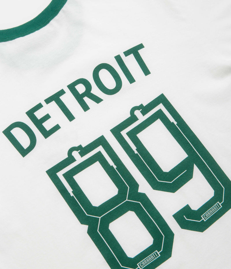 Carhartt 89 Ringer T-Shirt in White and Rainforest