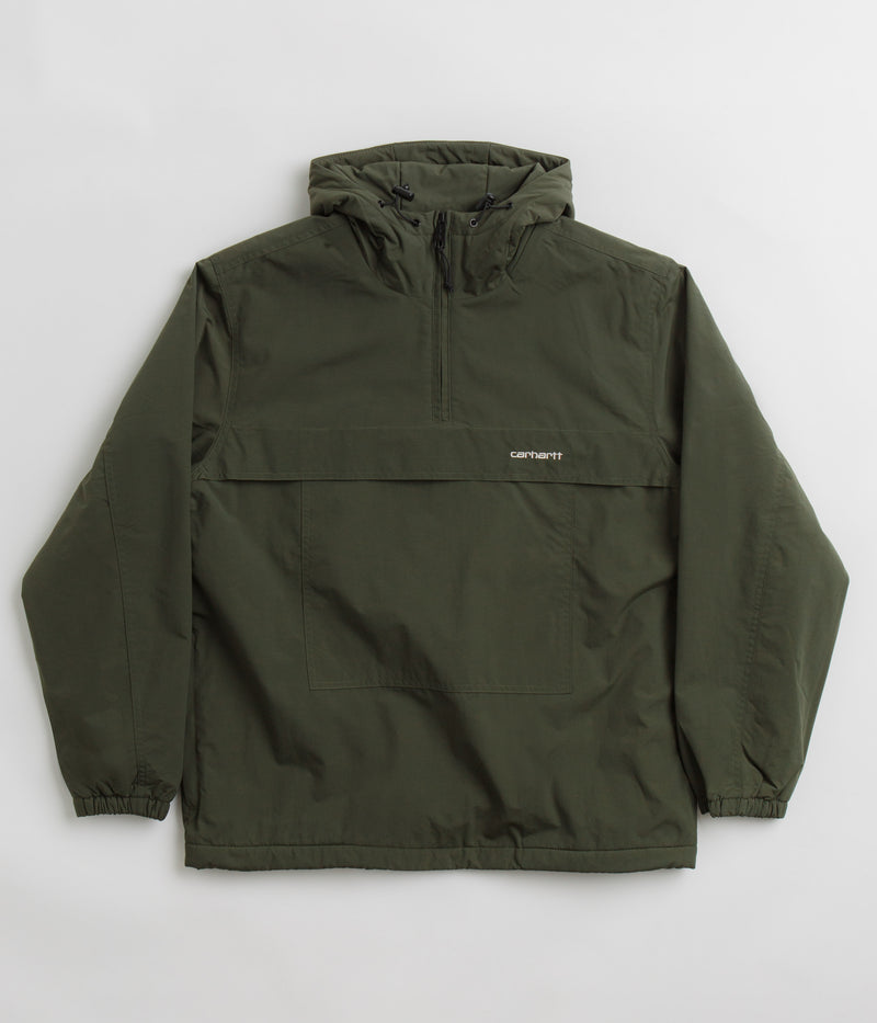 Carhartt Windbreaker Pullover Jacket in Office Green and White