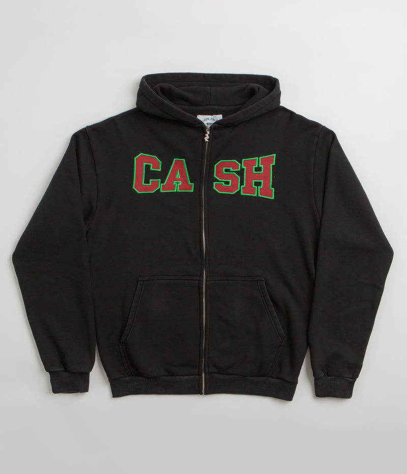 Cash Only Campus Zip-Thru Hoodie in Washed Black