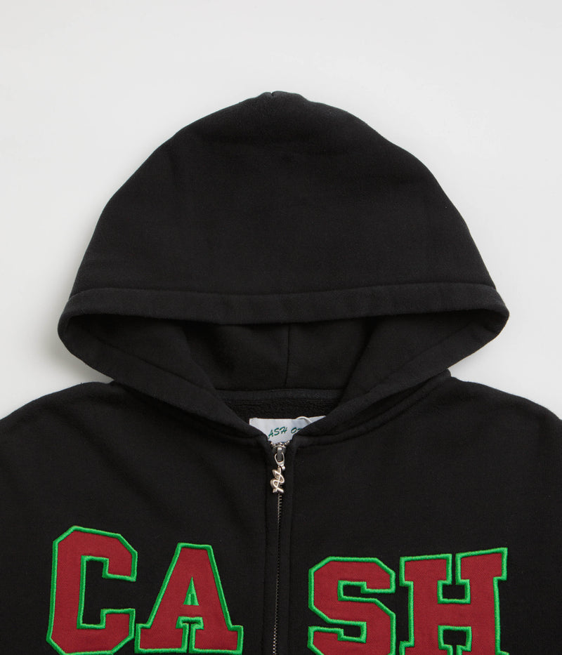 Cash Only Campus Zip-Thru Hoodie in Washed Black