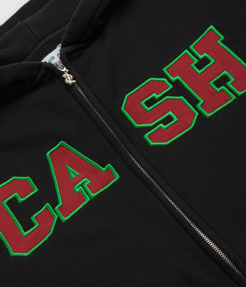 Cash Only Campus Zip-Thru Hoodie in Washed Black