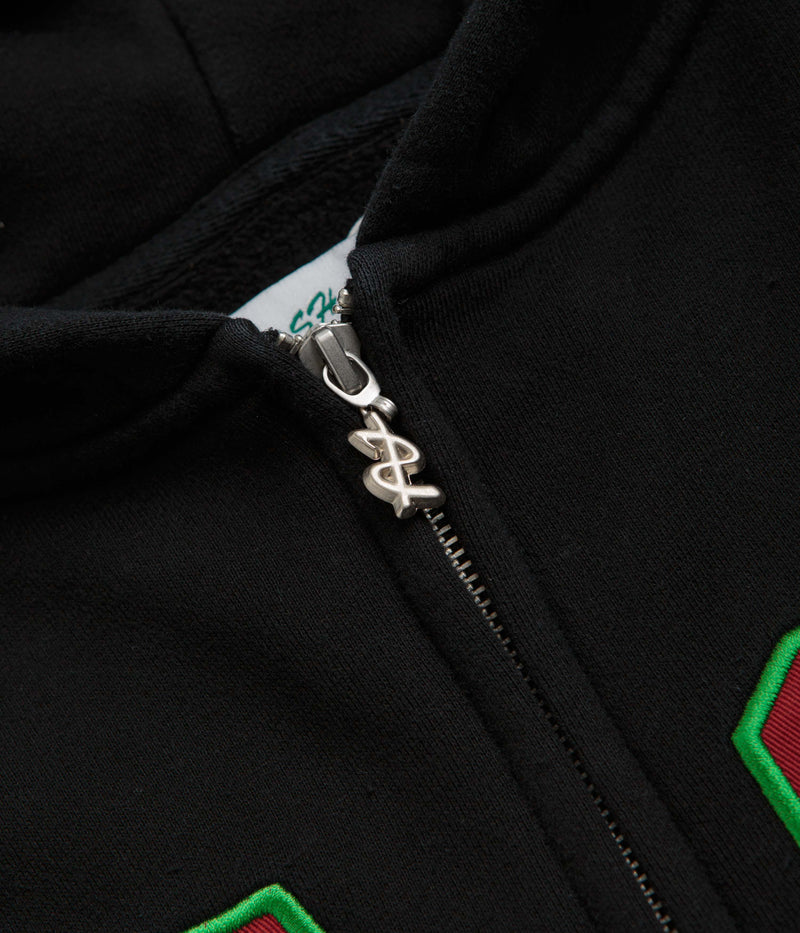 Cash Only Campus Zip-Thru Hoodie in Washed Black