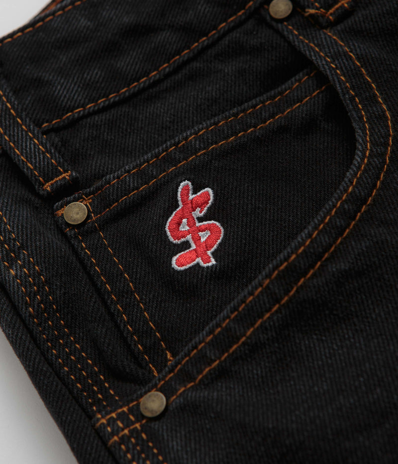 Cash Only Logo Baggy Jeans in Washed Black and Black
