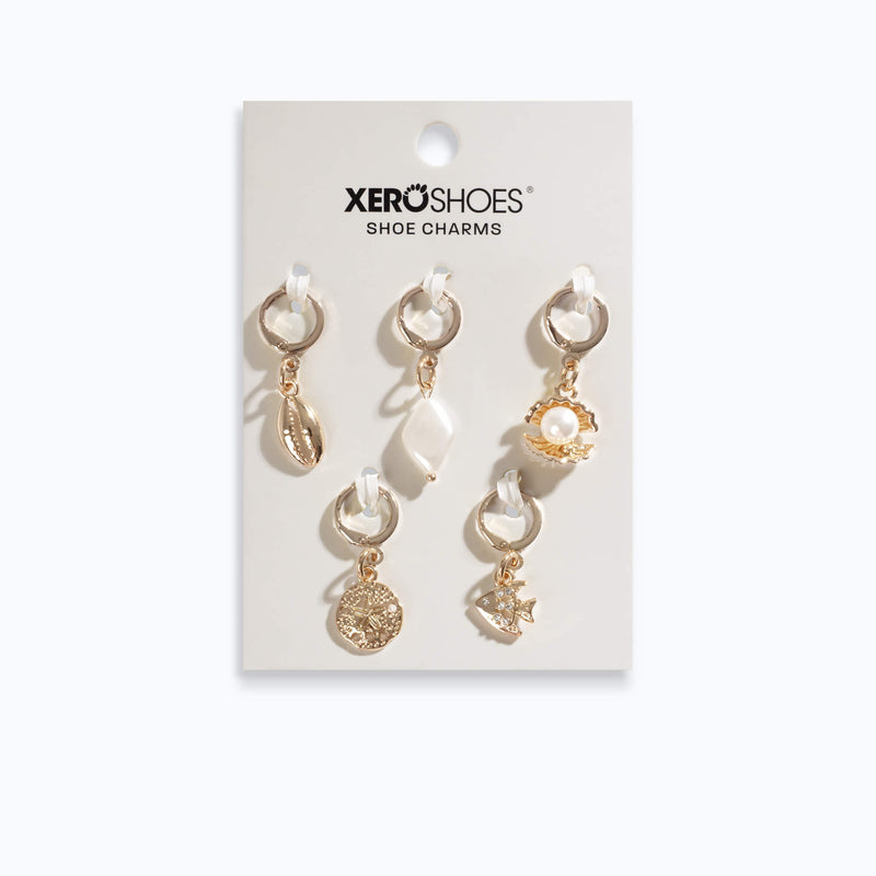 Xero Shoes 5-pack gold and White Ocean-Themed Dangling Shoe Charms