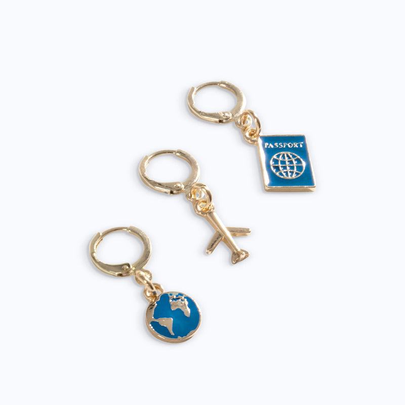 Xero Shoes 3-Pack Gold and Blue Travel-Themed Shoe Charms
