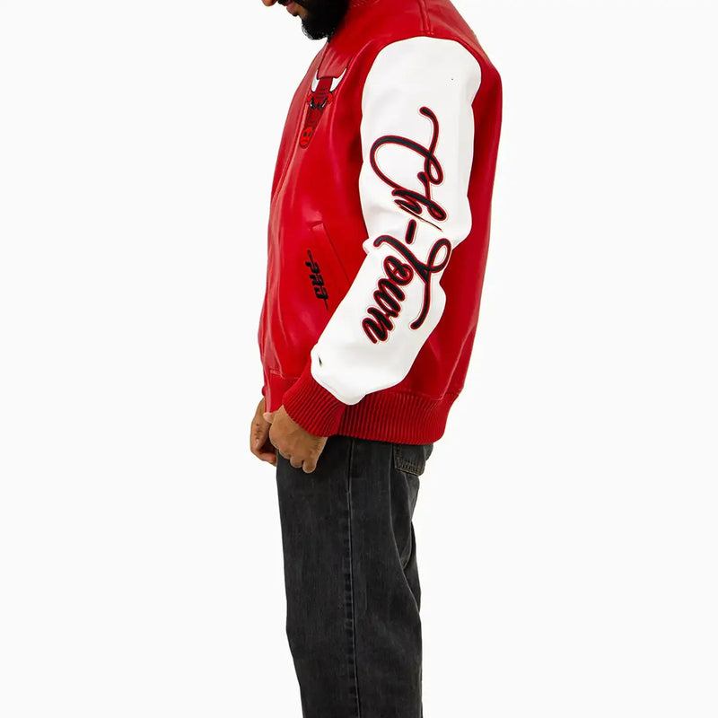 CHICAGO BULLS CITY SIGNATURE M LEATHER VARSITY JACKET