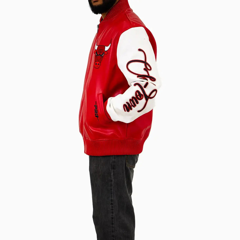 CHICAGO BULLS CITY SIGNATURE M LEATHER VARSITY JACKET