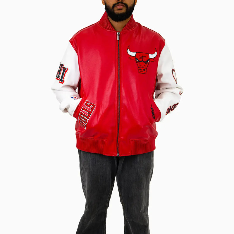 CHICAGO BULLS CITY SIGNATURE M LEATHER VARSITY JACKET