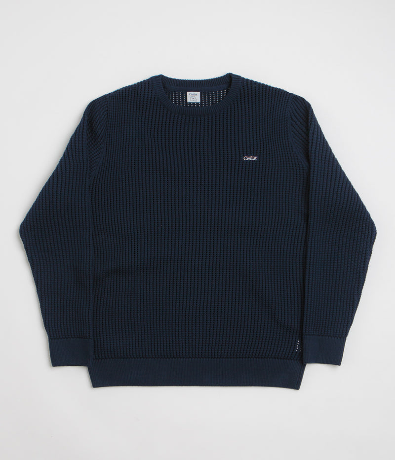 Civilist Loose Gauge Knit Sweatshirt in Navy