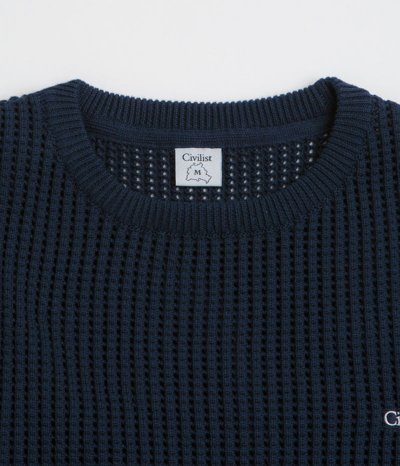 Civilist Loose Gauge Knit Sweatshirt in Navy