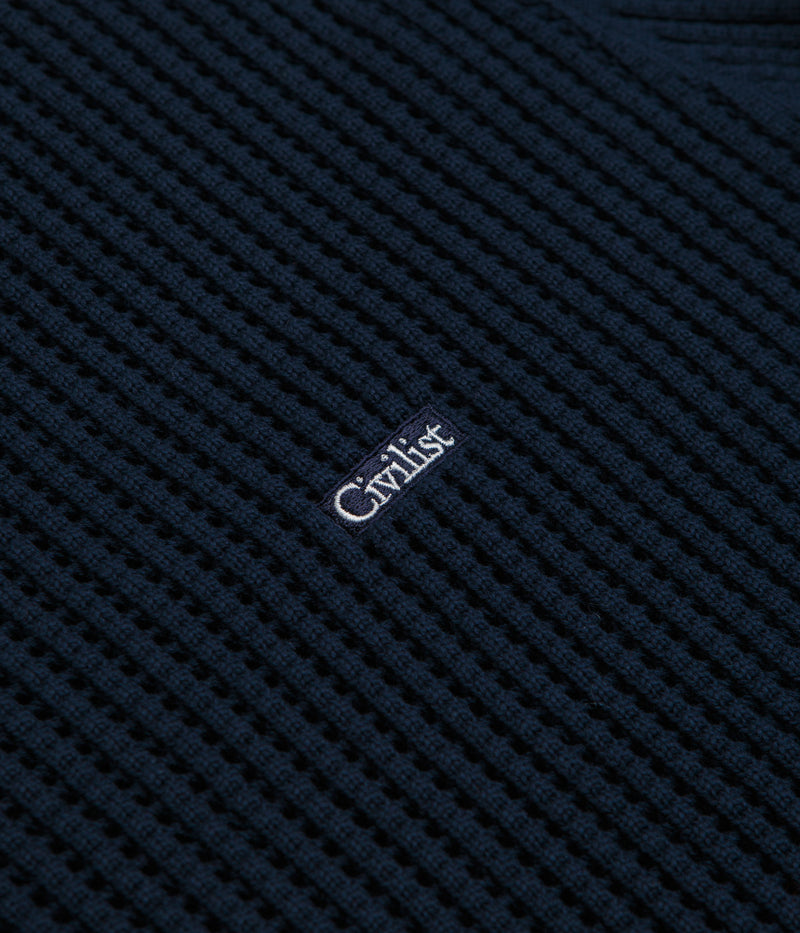 Civilist Loose Gauge Knit Sweatshirt in Navy