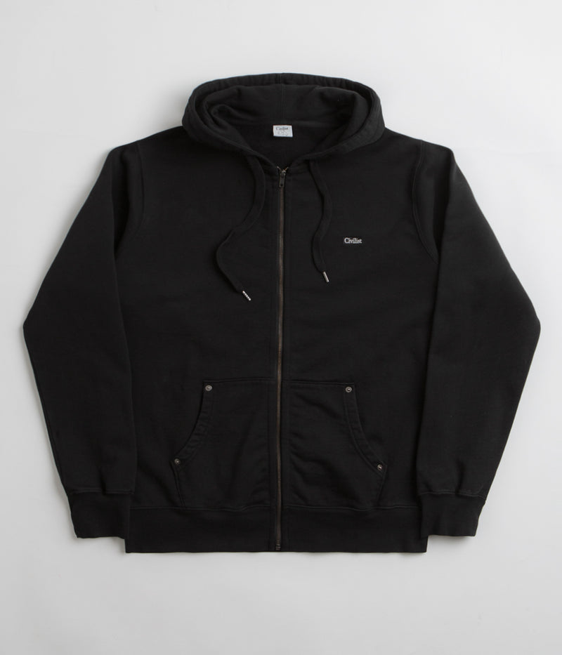 Civilist Studded Heavy Zip Hoodie in Black
