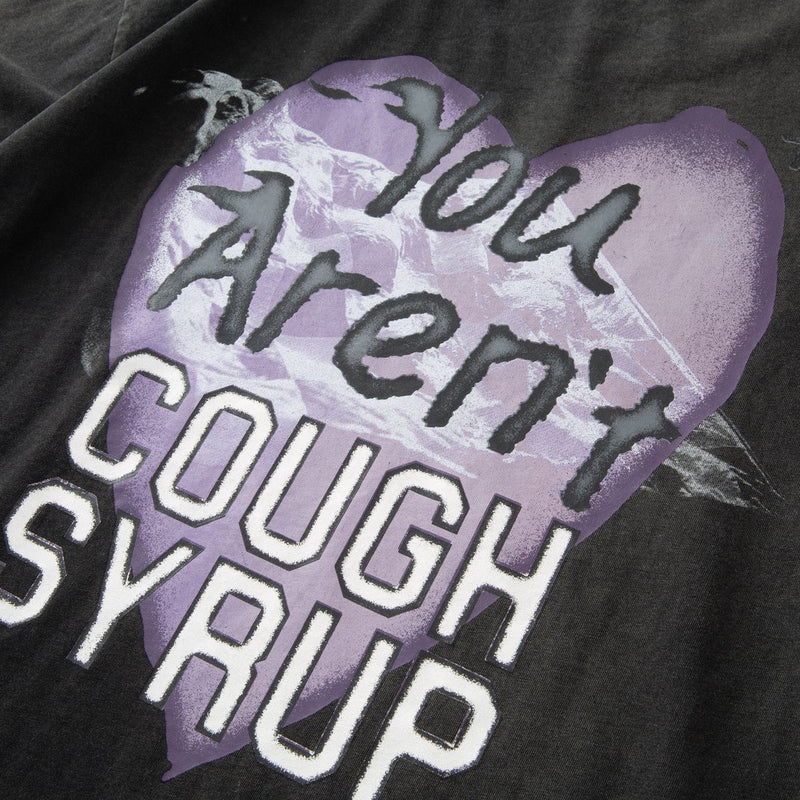 Close Up Heart View of the Awful Lot Of Cough Syrup x Hyde Park Moto Racer Team T-Shirt in Black