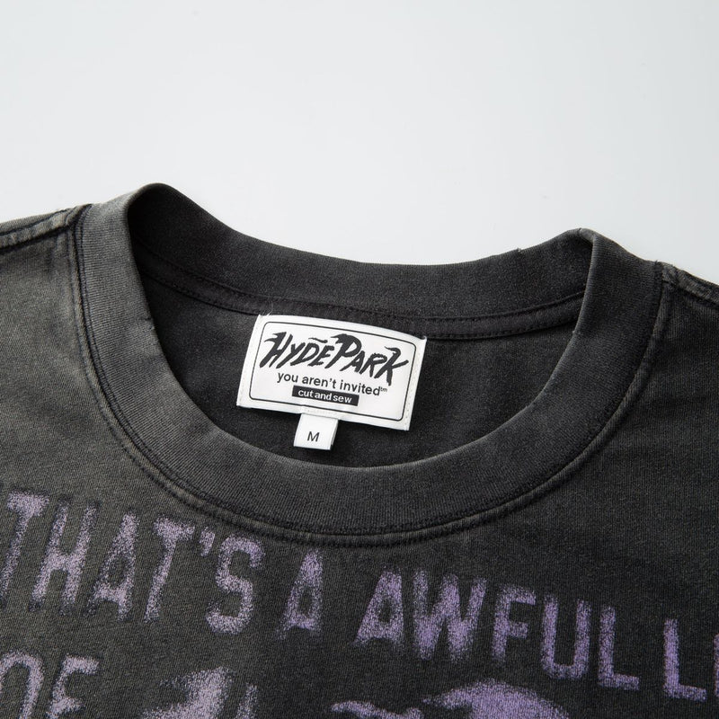Collar View of the Awful Lot Of Cough Syrup x Hyde Park Moto Racer Team T-Shirt in Black