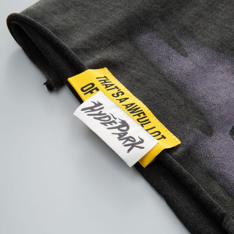 Tag Close Up View of the Awful Lot Of Cough Syrup x Hyde Park Moto Racer Team T-Shirt in Black