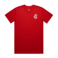 Front View of the Creative Soul Stacked Logo T-Shirt in Red