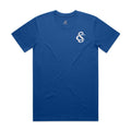 Front View of the Creative Soul Stacked Logo T-Shirt in Blue