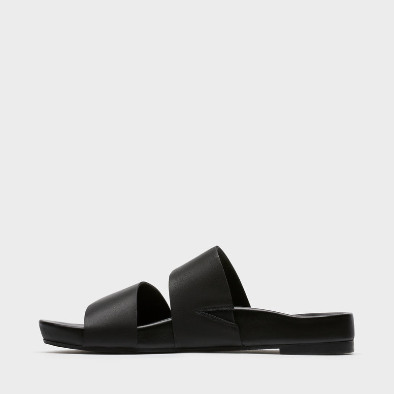 Sécra Daisy black leather slides