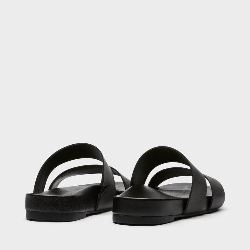 Sécra Daisy black leather slides