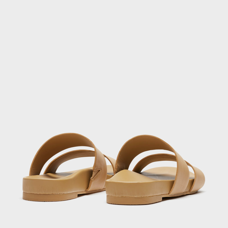 Sécra Daisy tan leather slides