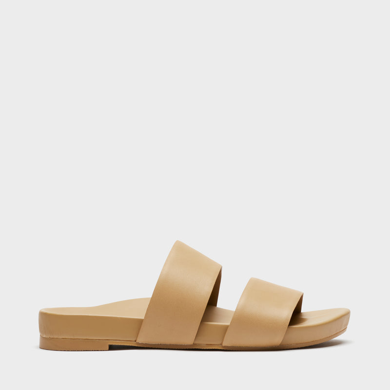 Sécra Daisy tan leather slides