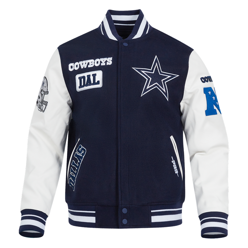 DALLAS COWBOYS AREA CODE M RIB WOOL VARSITY JACKET