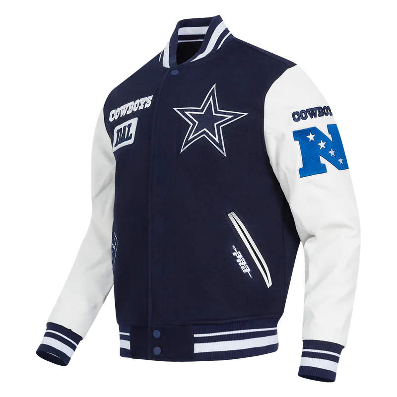 DALLAS COWBOYS AREA CODE M RIB WOOL VARSITY JACKET