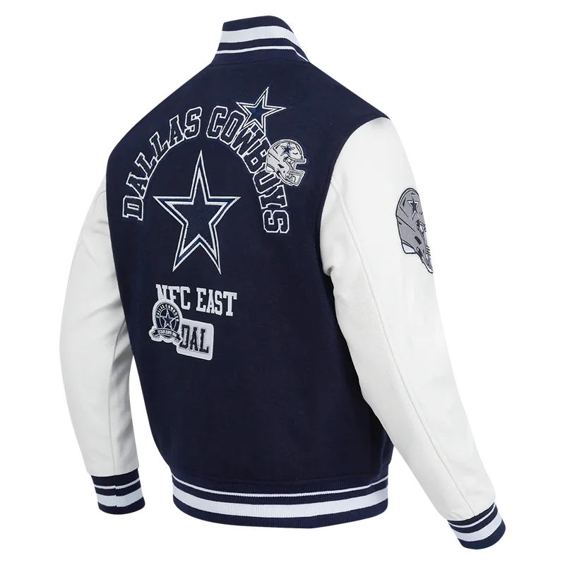 DALLAS COWBOYS AREA CODE M RIB WOOL VARSITY JACKET
