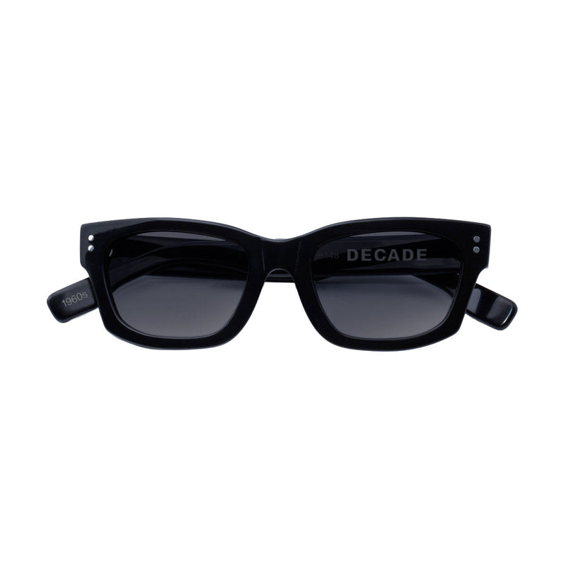 Decade Milton 60s Sunglasses - Gloss Black Acetate/Grey CR39