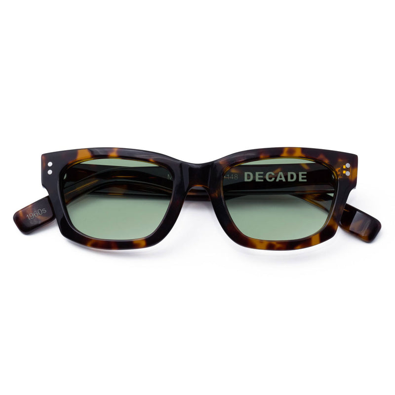 Decade Milton 60s Sunglasses - Tortoise Acetate/Green CR39