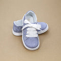 L'Amour Girls Denise Denim Cut Out Sneaker With Scalloped Lace