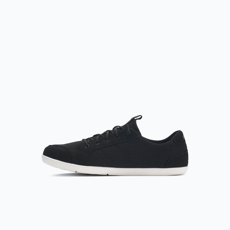 Xero Shoes Dillon Knit Big Kids Sneaker at Black and White with Toe Facing Left