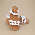 Eden Toddler Girls Scalloped White Leather Strap Classic Sandal - Greek Sandals