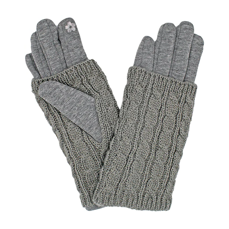 Elegant Essence Cable Knit Gloves - Grey