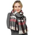 Elegant Essence Plaid Oblong Scarf - Black/Red/White Plaid