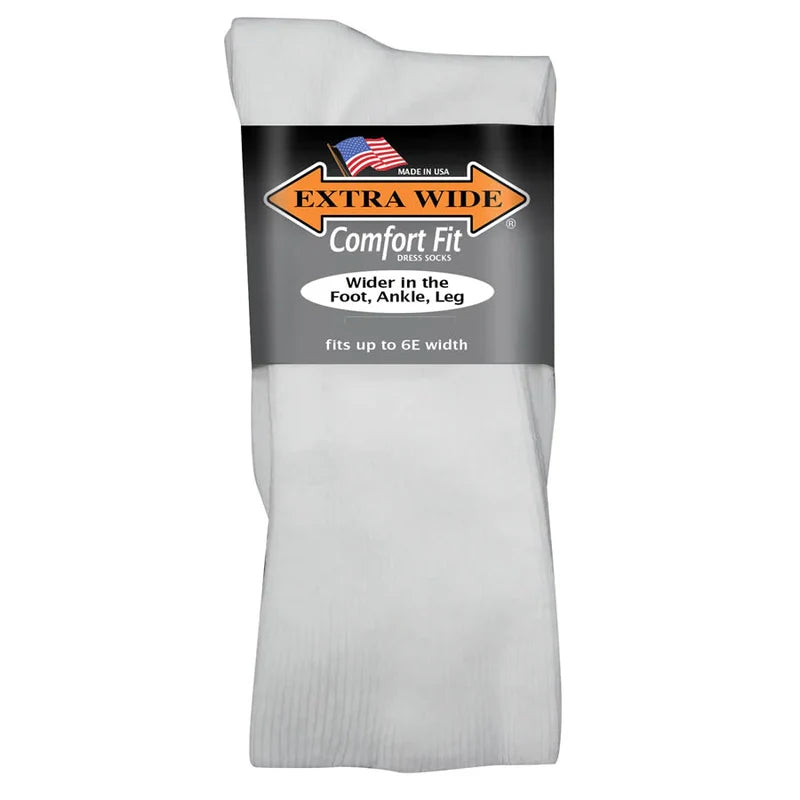 Extra Wide Comfort Dress Sock - White