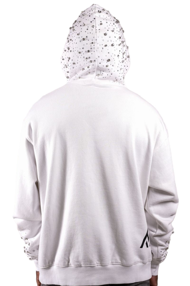 Back View of the Paper Money Fallen Angels Hoodie with Rhinestones