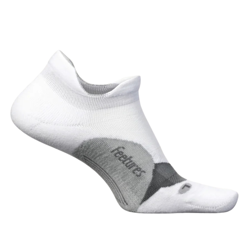Feetures Elite Light Cushion No Show Tab Socks - White