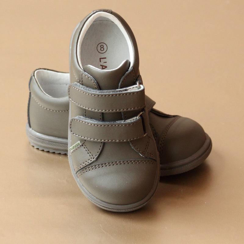 L'Amour Boys Khaki Double Velcro Strap Sneaker