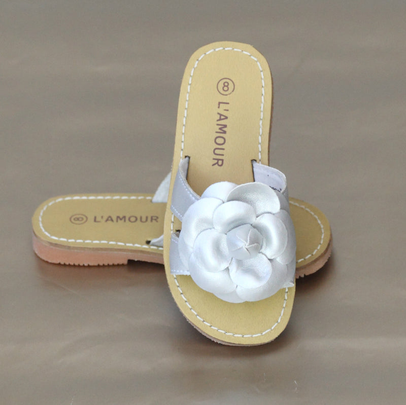 L'Amour Girls Silver Camellia Thong - Petitfoot.com