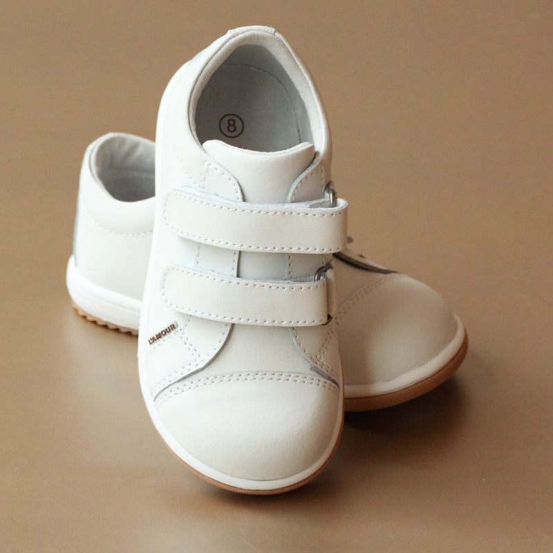L'Amour Girls White Double Strap Fashion Sneaker