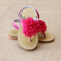 L'Amour Girls Patent Fuchsia Organza Flower Thong - Petitfoot.com