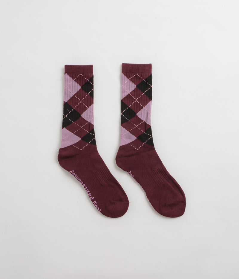 Frog Argyle Socks in Maroon