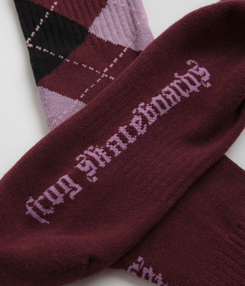 Frog Argyle Socks in Maroon