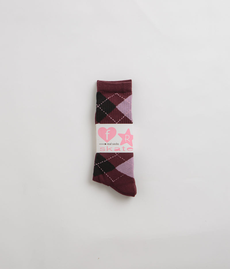 Frog Argyle Socks in Maroon