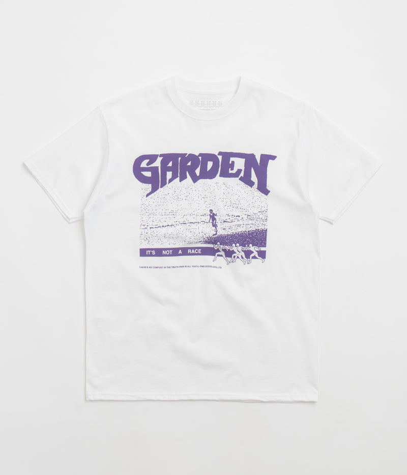 Garden Not A Race T-Shirt in White and Purple