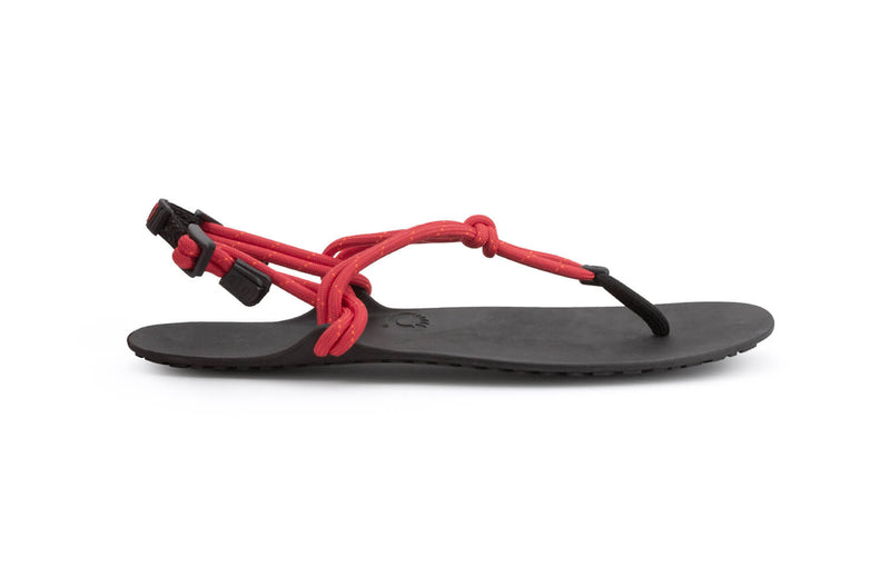 Xero Shoes Genesis with a red strap and the sandal toe facing right