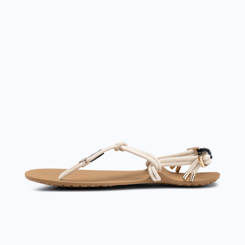 Xero Shoes Genesis x J. Crew Women Sandal in Brown with White Strap and with Toe Facing Left