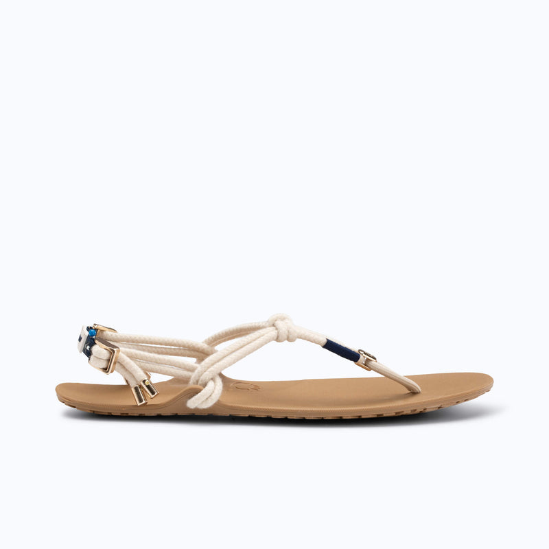Xero Shoes x J.Crew Genesis Women Sandal in Tan with Off-white Strap, Toe Facing Right