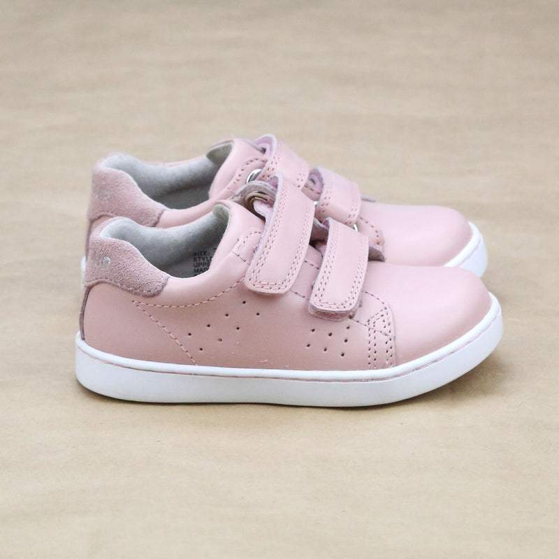Toddler Girls Kenzie Double Velcro Strap Sweetheart Pink Leather Sneaker -Petitfoot.com